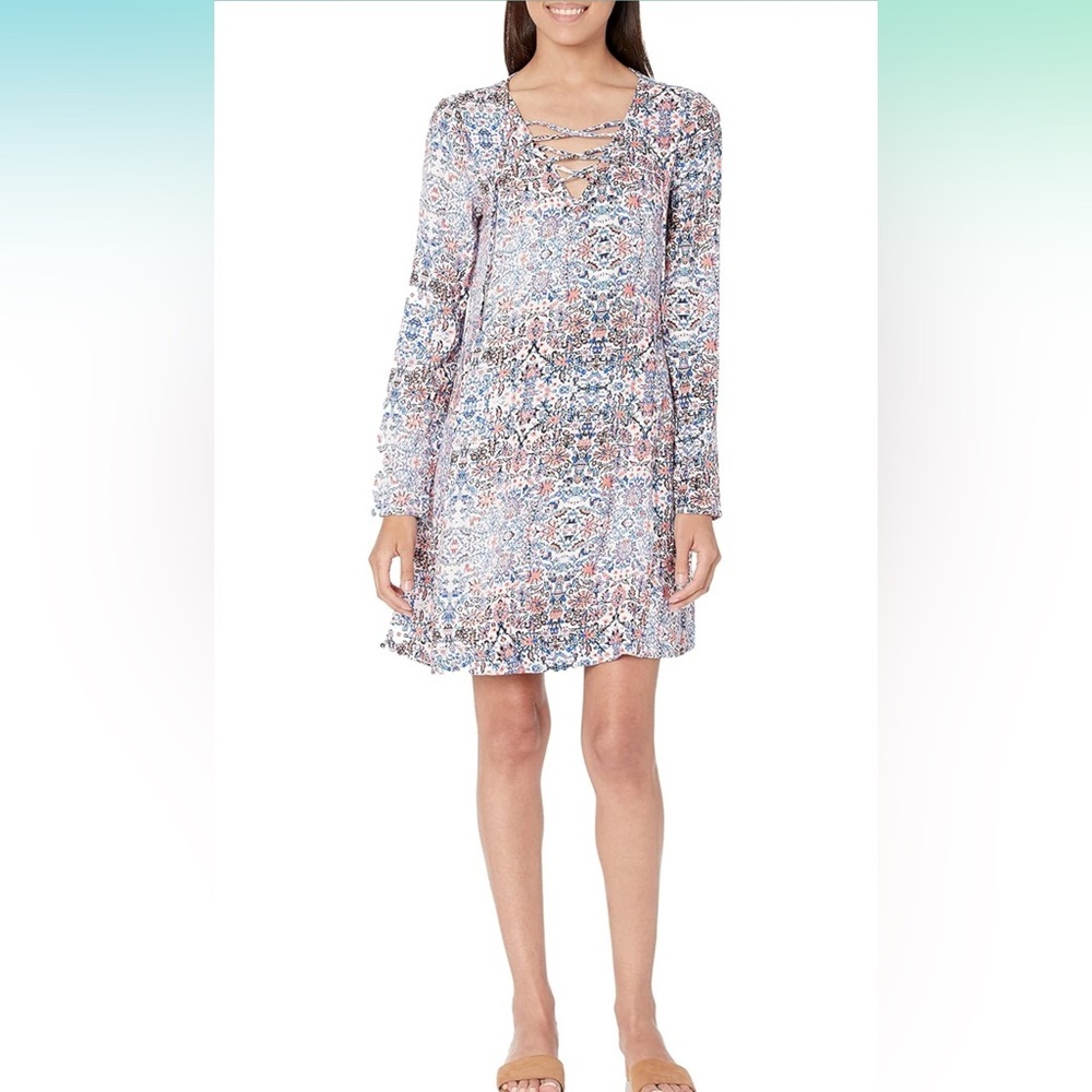 Ella Moss, Lace Up‎ Front “Yvette” Dress boho tunic Small